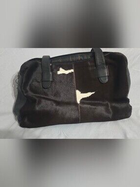 Alexis David Cowhide Duffel Bag Hair On Hide Black and White Cowhide Weekender